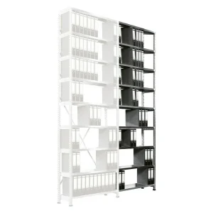 BAUHAUS Scholz Aktenregal Anbauelement Länge: 1.010 Mm, Breite: 300 Mm, Höhe: 3.000 Mm, Traglast: 80 Kg/Boden, Anzahl Böden: 9 Stk. 10