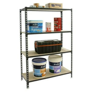 BAUHAUS Simonrack Maderclick Metallregal Plus L X B X H: 40 X 100 X 150 Cm, Traglast: 150 Kg/Boden, Anzahl Böden: 4, Stecken, Anthrazitgrau 6