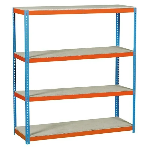 BAUHAUS Simonrack Simonforte Metall-Schwerlastregal L X B X H: 90 X 240 X 200 Cm, Traglast: 400 Kg/Boden, Anzahl Böden: 4, Blau/Orange 1