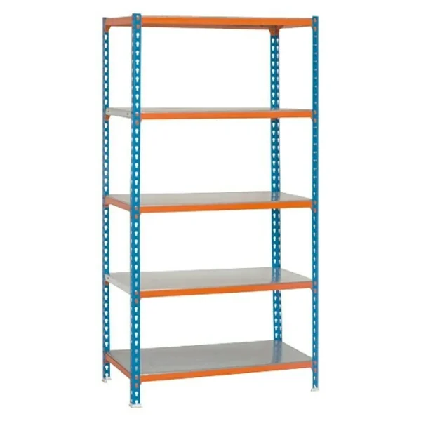 BAUHAUS Simonrack Simonclick Metallregal L X B X H: 40 X 90 X 180 Cm, Traglast: 180 Kg/Boden, Anzahl Böden: 5 Stk., Stecken, Blau/Orange 1