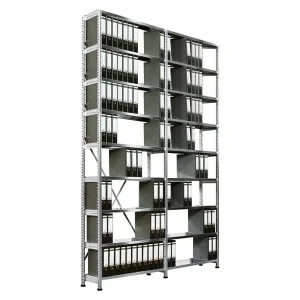 BAUHAUS Scholz Aktenregal Anbauelement Länge: 1.010 Mm, Breite: 300 Mm, Höhe: 3.000 Mm, Traglast: 80 Kg/Boden, Anzahl Böden: 9 Stk. 12