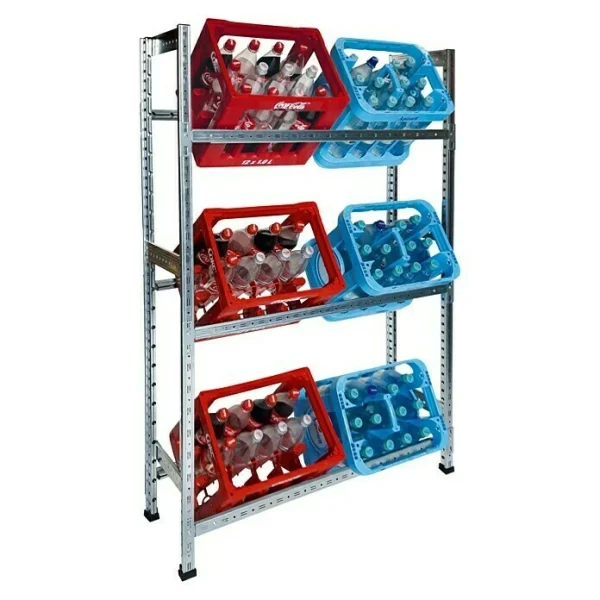 BAUHAUS Scholz System Metall-Getränkekistenregal 320 X 1.050 X 1.800 Mm, Traglast: 100 Kg/Boden, Geeignet Für: Bis Zu 9 Getränkekisten 1