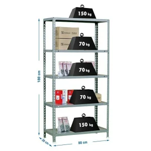 BAUHAUS Simonrack Simonclick Metallregal L X B X H: 30 X 80 X 180 Cm, Traglast: 150 Kg/Boden, Anzahl Böden: 5 Stk., Stecken, Grau 10
