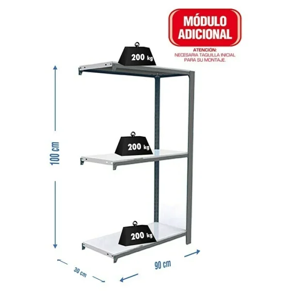 BAUHAUS Simonrack Simonoffice Aktenregal Anbauelement L X B X H: 30 X 90 X 100 Cm, Traglast: 200 Kg/Boden, Anzahl Böden: 3, Grau 3