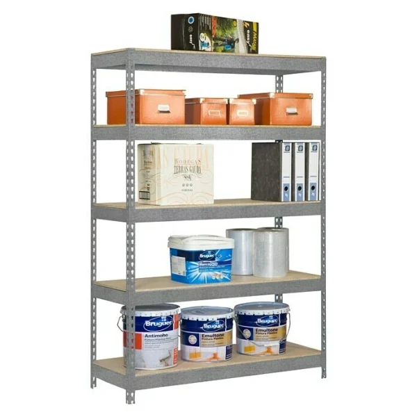 BAUHAUS Simonrack Bricoforte Metall-Schwerlastregal L X B X H: 60 X 100 X 200 Cm, Traglast: 300 Kg/Boden, Anzahl Böden: 5, Silber, Material Boden: Holz 1