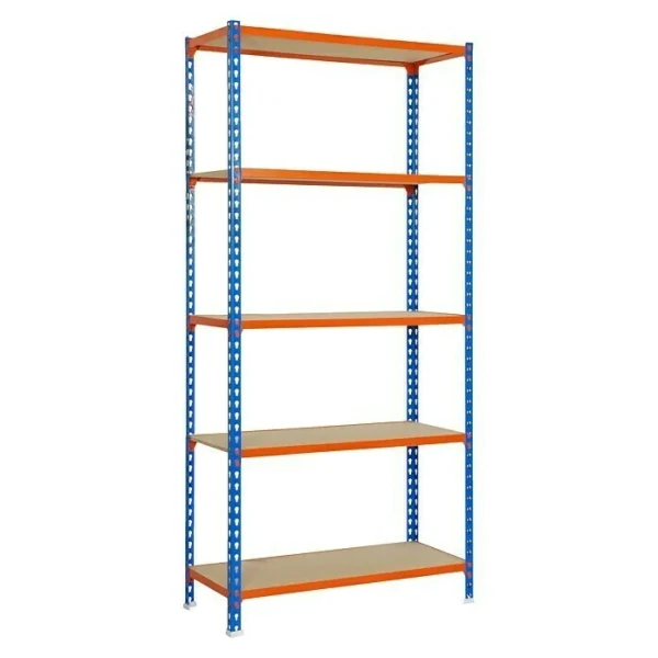 BAUHAUS Simonrack Maderclick Metallregal Plus L X B X H: 40 X 100 X 200 Cm, Traglast: 150 Kg/Boden, Anzahl Böden: 5, Stecken, Blau/Orange 1