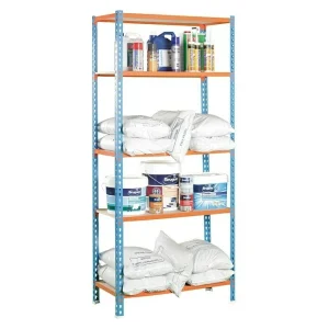 BAUHAUS Simonrack Maderclick Metallregal Plus L X B X H: 40 X 100 X 200 Cm, Traglast: 150 Kg/Boden, Anzahl Böden: 5, Stecken, Blau/Orange 12
