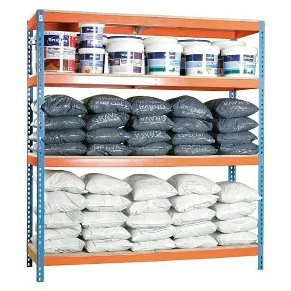 BAUHAUS Simonrack Simonforte Metall-Schwerlastregal L X B X H: 45 X 150 X 200 Cm, Traglast: 600 Kg/Boden, Anzahl Böden: 4, Blau/Orange 3