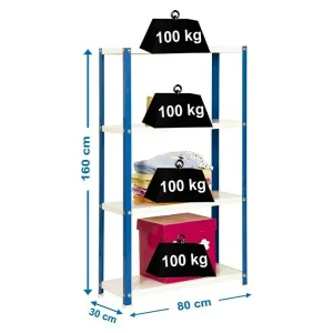 BAUHAUS Simonrack Homeclassic Metallregal L X B X H: 30 X 80 X 160 Cm, Traglast: 100 Kg/Boden, Anzahl Böden: 4 Stk., Schrauben, Blau 9