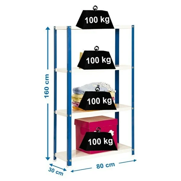 BAUHAUS Simonrack Homeclassic Metallregal L X B X H: 30 X 80 X 160 Cm, Traglast: 100 Kg/Boden, Anzahl Böden: 4 Stk., Schrauben, Blau 4