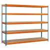 BAUHAUS Simonrack Simonforte Metall-Schwerlastregal L X B X H: 45 X 120 X 300 Cm, Traglast: 600 Kg/Boden, Anzahl Böden: 5, Blau/Orange 14