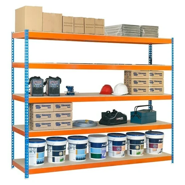 BAUHAUS Simonrack Simonforte Metall-Schwerlastregal L X B X H: 45 X 120 X 300 Cm, Traglast: 600 Kg/Boden, Anzahl Böden: 5, Blau/Orange 3