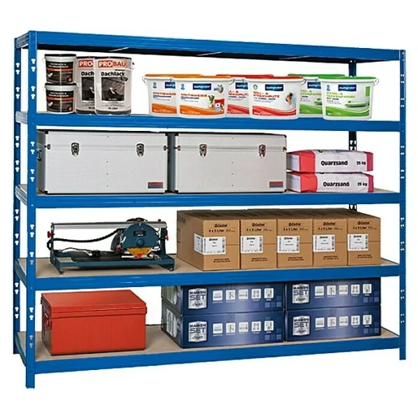 BAUHAUS Regalux Metall-Schwerlastregal Mega L X B X H: 70 X 240 X 200 Cm, Traglast: 450 Kg/Boden, Anzahl Böden: 5 Stk., Stecken, Blau 5