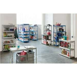 BAUHAUS Regalux Metall-Schwerlastregal Mega L X B X H: 70 X 240 X 200 Cm, Traglast: 450 Kg/Boden, Anzahl Böden: 5 Stk., Stecken, Blau 18