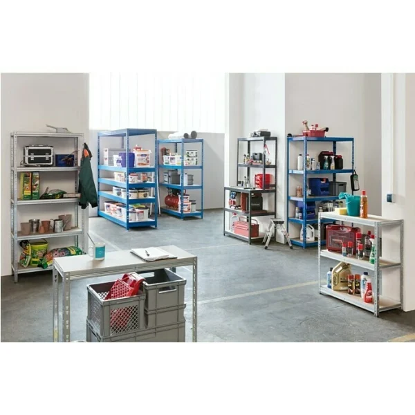 BAUHAUS Regalux Metall-Schwerlastregal Mega L X B X H: 70 X 240 X 200 Cm, Traglast: 450 Kg/Boden, Anzahl Böden: 5 Stk., Stecken, Blau 7