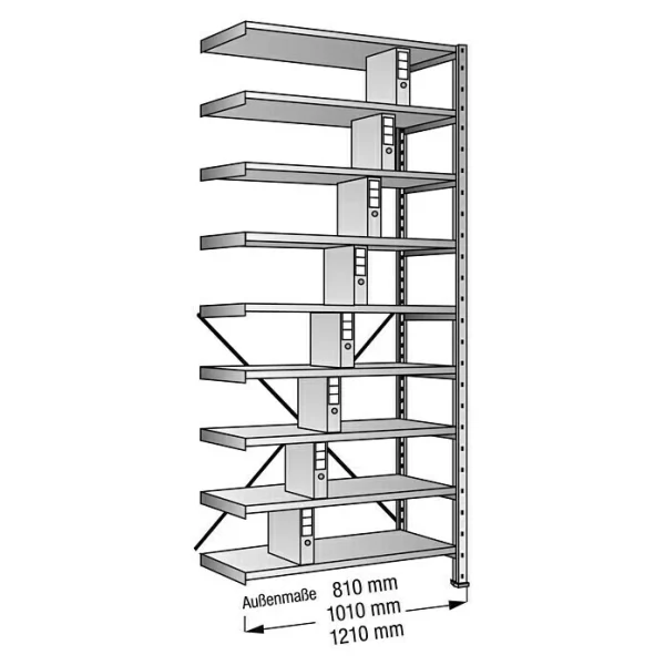 BAUHAUS Scholz Aktenregal Anbauelement Länge: 1.010 Mm, Breite: 300 Mm, Höhe: 3.000 Mm, Traglast: 80 Kg/Boden, Anzahl Böden: 9 Stk. 1
