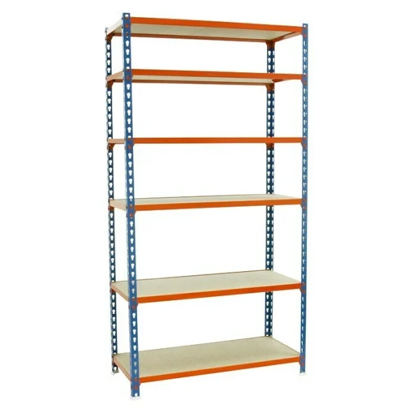 BAUHAUS Simonrack Maderclick Metallregal Mega Plus L X B X H: 40 X 120 X 250 Cm, Traglast: 150 Kg/Boden, Anzahl Böden: 6 Stk., Stecken, Blau/Orange 1