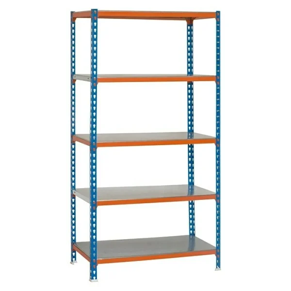 BAUHAUS Simonrack Simonclick Metallregal Mini L X B X H: 40 X 80 X 180 Cm, Traglast: 180 Kg/Boden, Anzahl Böden: 5 Stk., Stecken, Blau/Orange 1