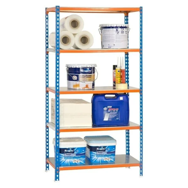 BAUHAUS Simonrack Simonclick Metallregal Mini L X B X H: 40 X 80 X 180 Cm, Traglast: 180 Kg/Boden, Anzahl Böden: 5 Stk., Stecken, Blau/Orange 3