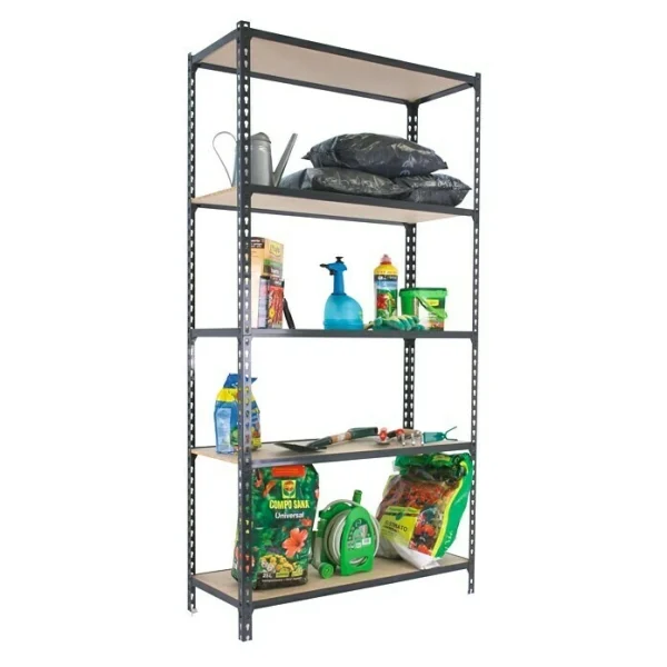 BAUHAUS Simonrack Maderclick Metallregal Plus L X B X H: 50 X 100 X 200 Cm, Traglast: 150 Kg/Boden, Anzahl Böden: 5, Stecken, Anthrazitgrau 6